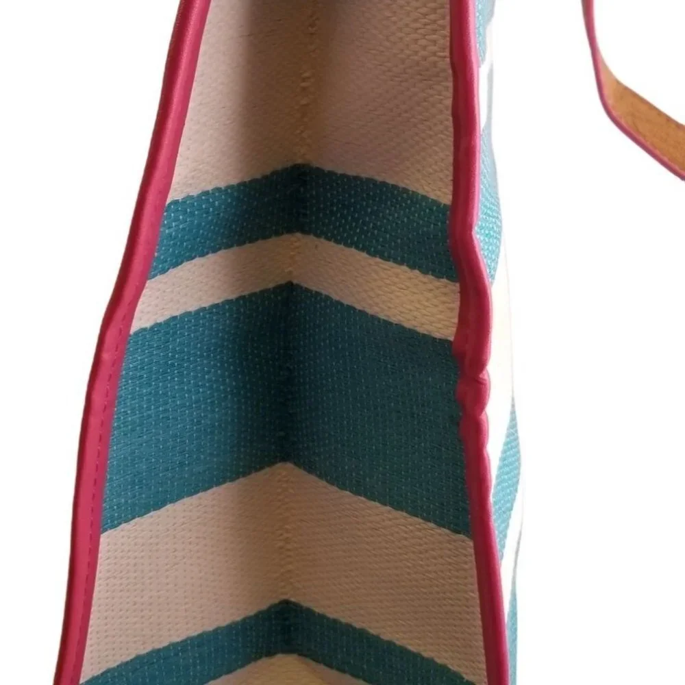 Nieman Marcus Pink & Blue Shopping Beach Tote Bag 14" - Picture 7 of 9
